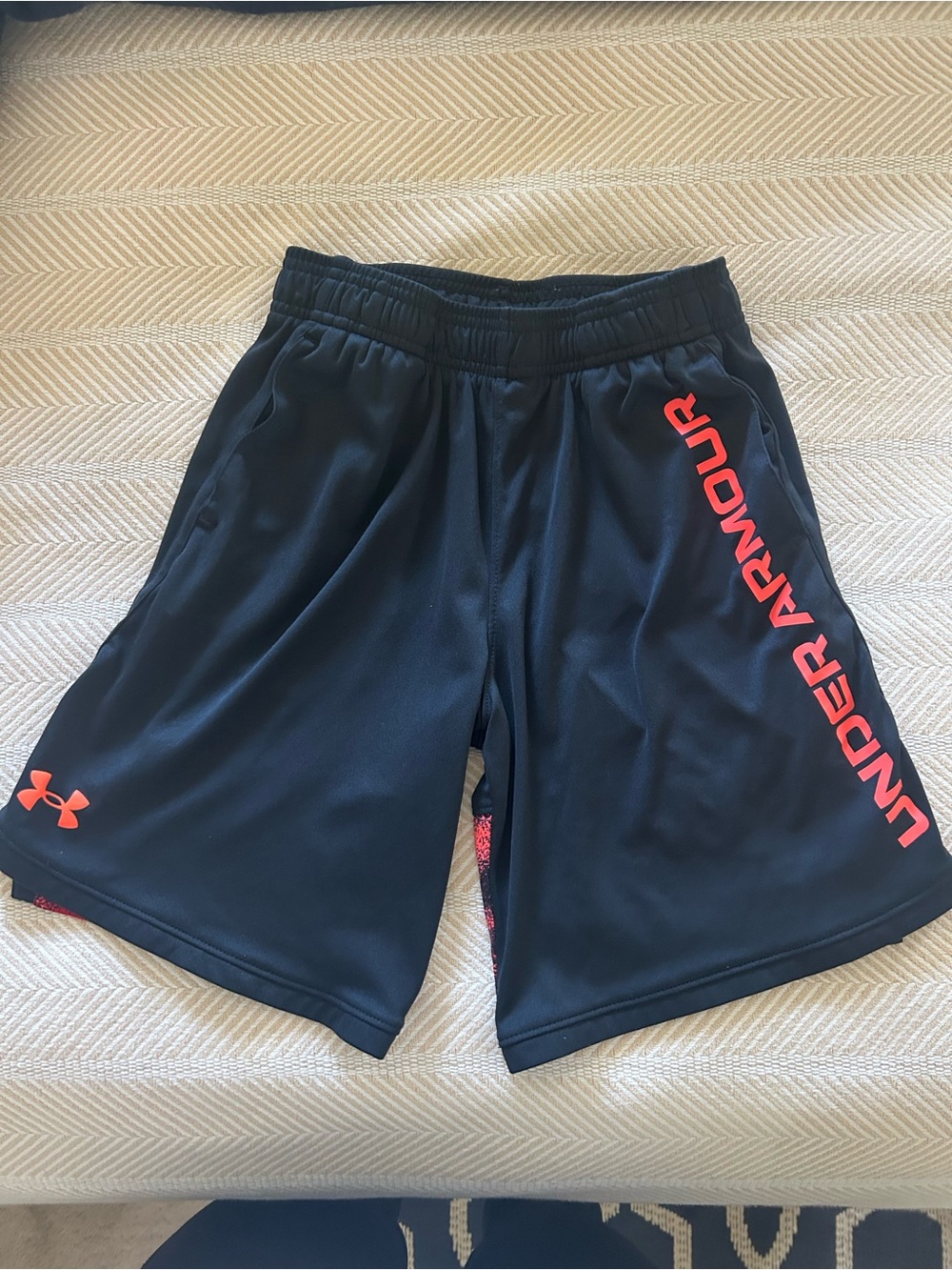 Under Armour Black Athletic Shorts with Orange Accents
